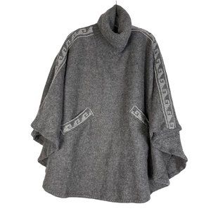 Artesanias Mon Repos ALPACA WOOL Gray Poncho Turtle Cowl Neck Women's